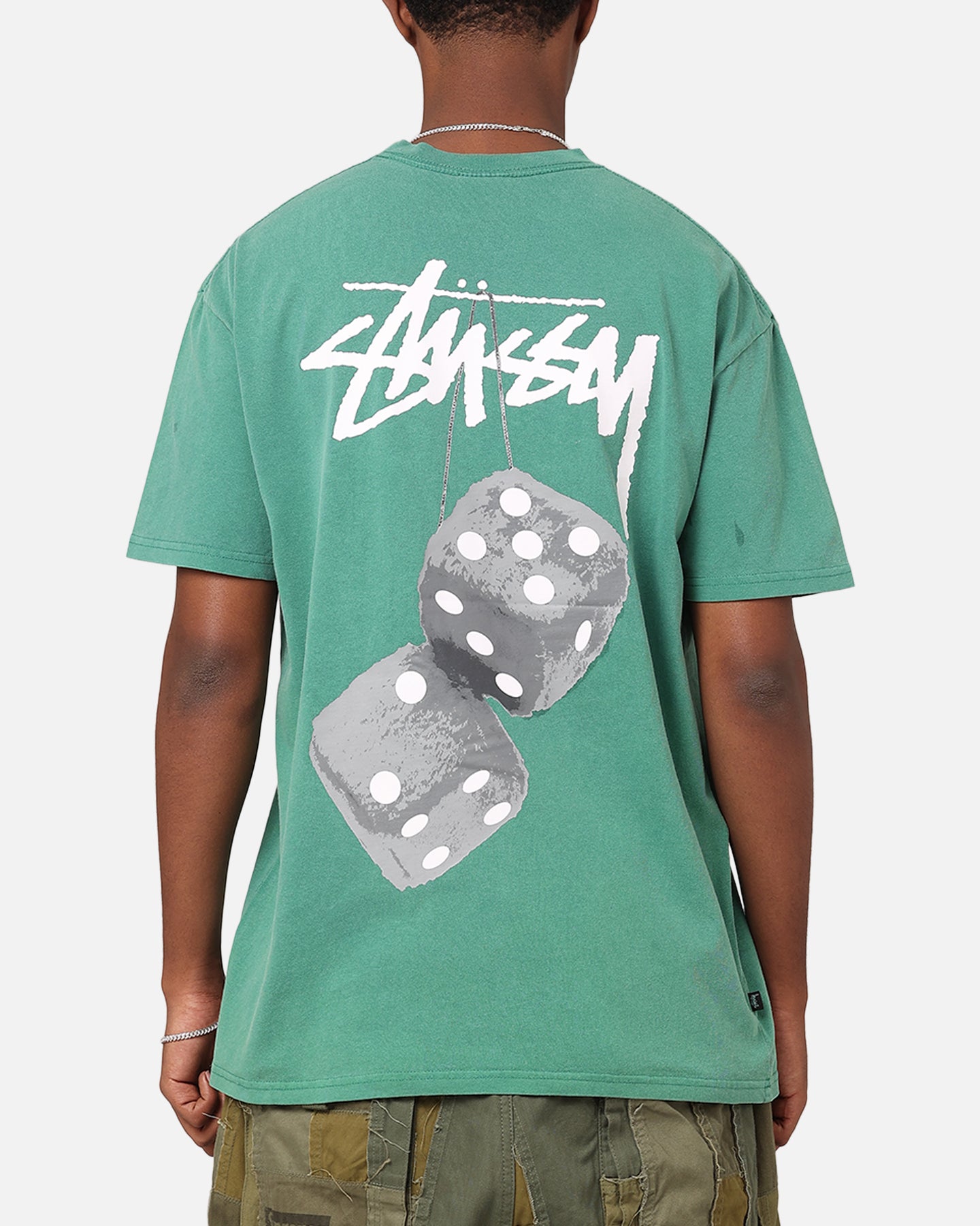 Stüssy Fuzzy Dice T-Shirt Pigment Pigment Pine Green | Culture