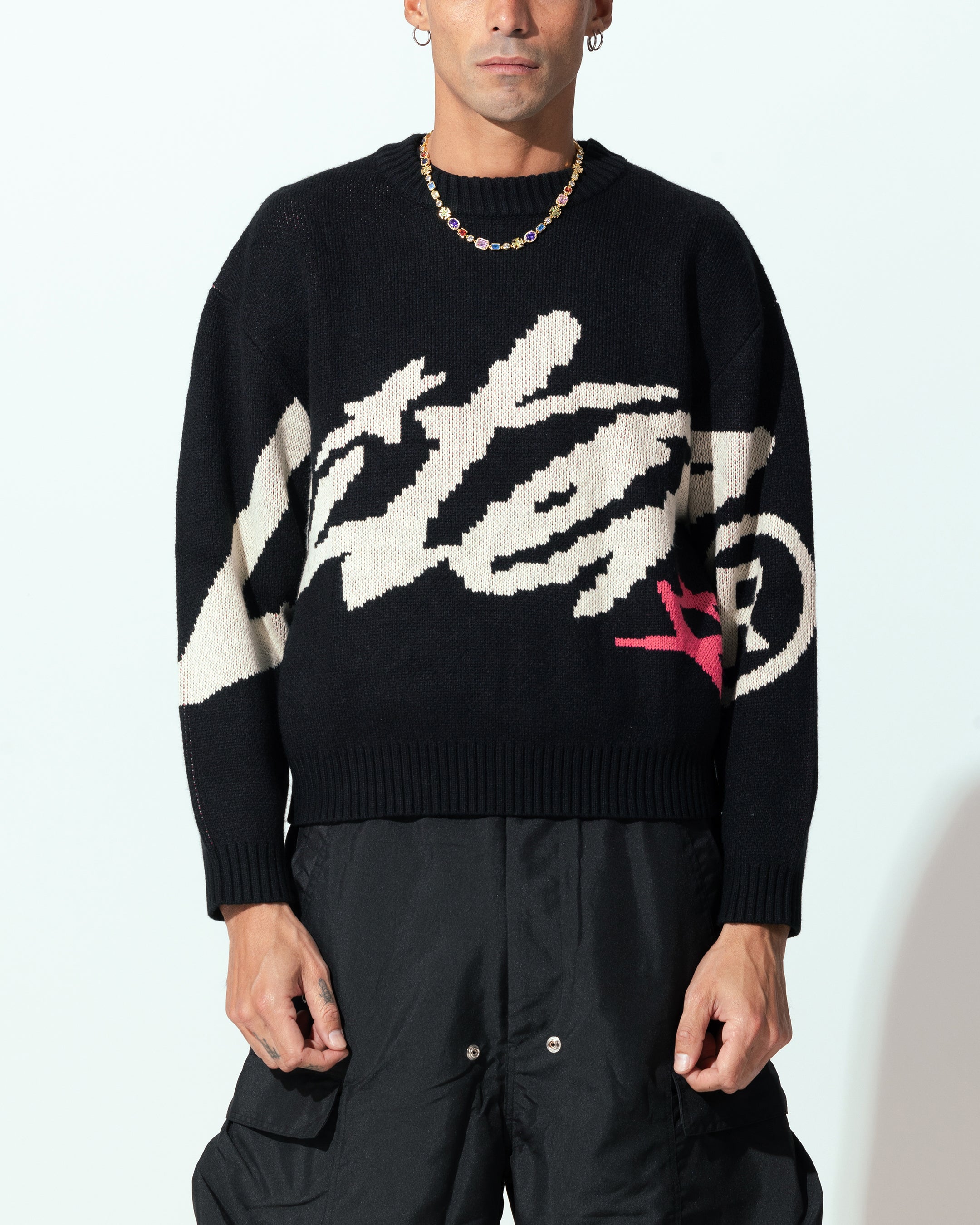 Loiter Spider Knit Sweater Black/White | Culture Kings NZ