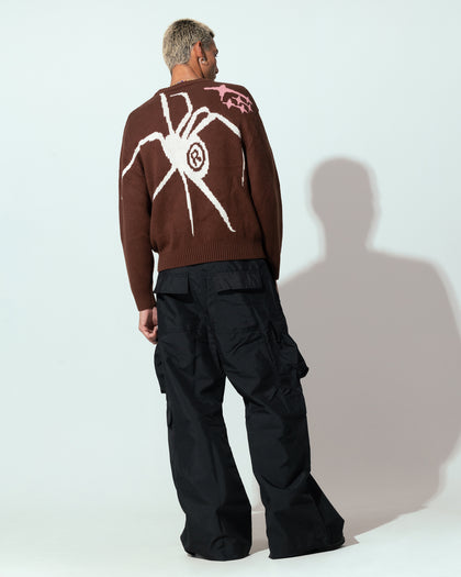 Loiter Spider Knit Sweater Brown