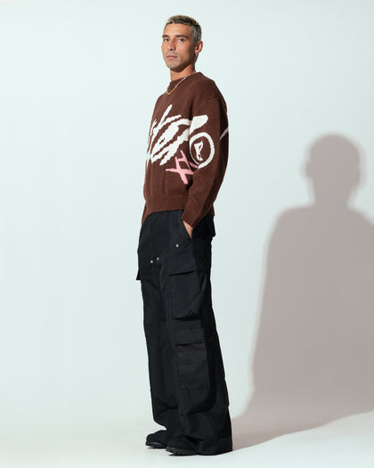 Loiter Spider Knit Sweater Brown