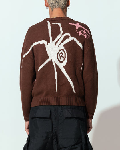 Loiter Spider Knit Sweater Brown
