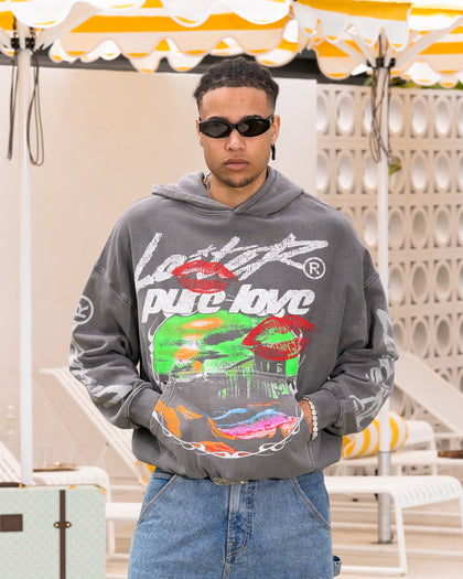 Loiter Pure Love Vintage Hoodie Charcoal