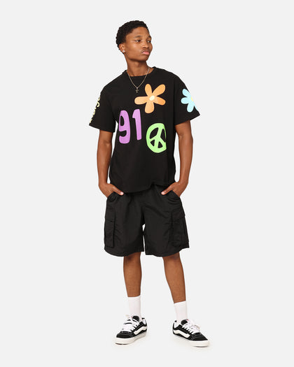 X-Large Flower And Peace T-Shirt Black