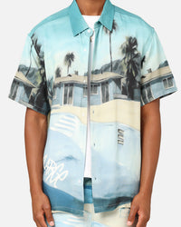 X-Large Graffiti Pool Rayon Short Sleeve Shirt Multi