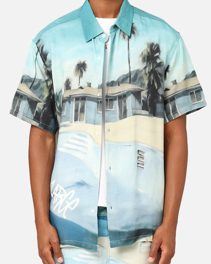 X-Large Graffiti Pool Rayon Short Sleeve Shirt Multi