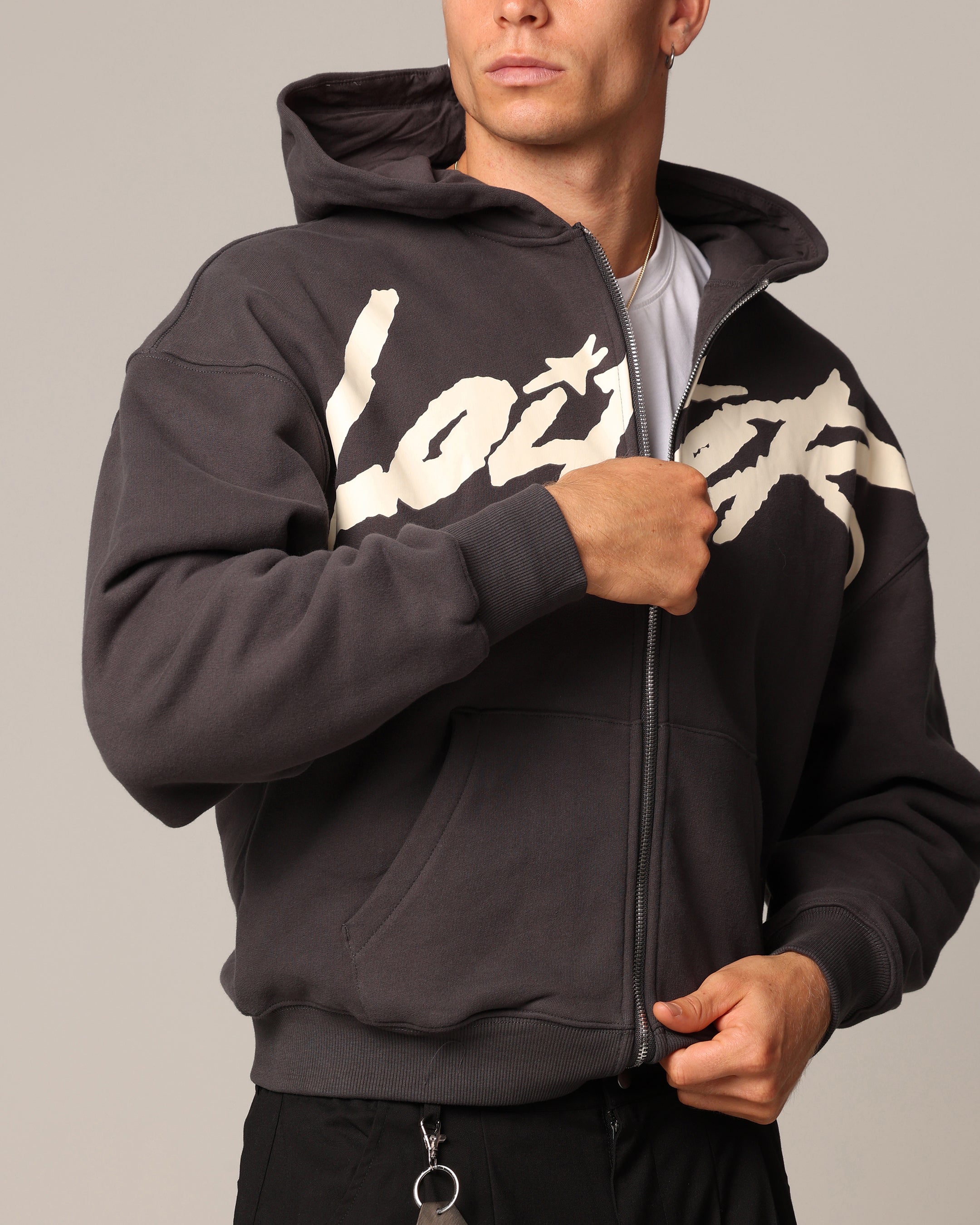 Loiter Spider Zip Hoodie Charcoal | Culture Kings NZ
