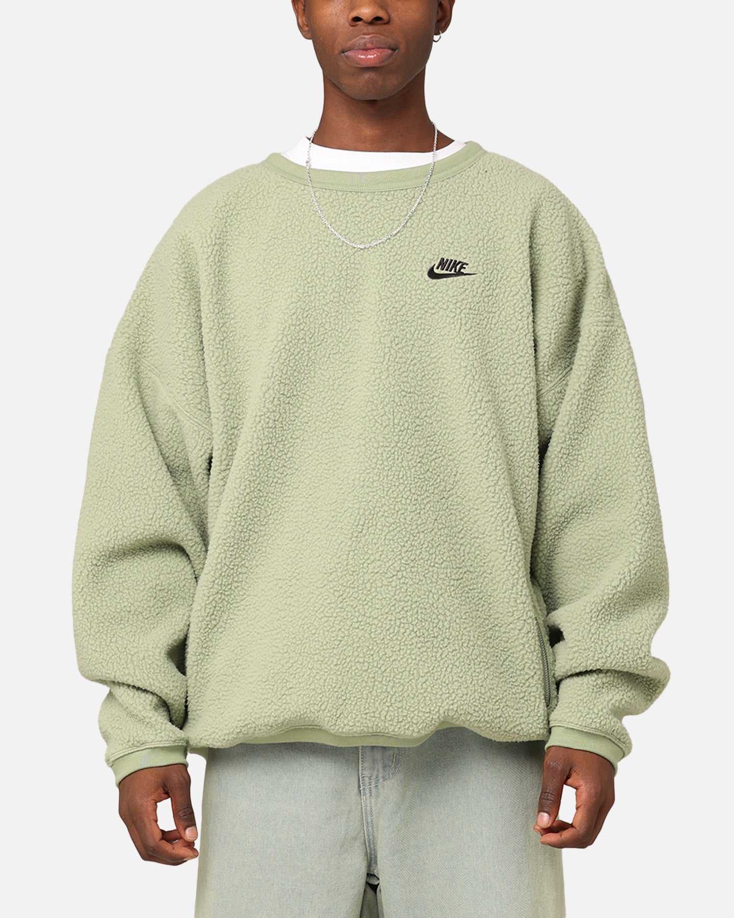 Nike Sherpa Winter Crewneck Oil Green/Black | Culture Kings NZ
