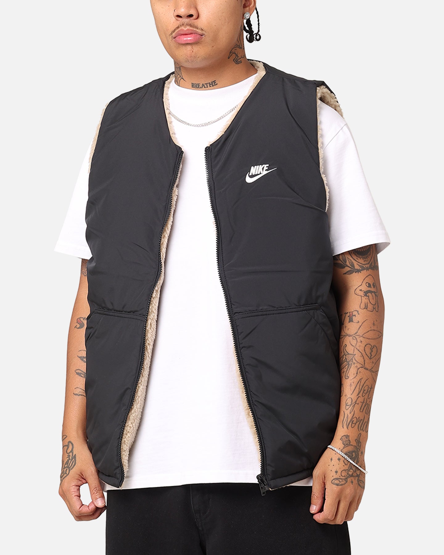 Nike Sportswear Sherpa Reversible Vest Khaki/Black | Culture Kings NZ