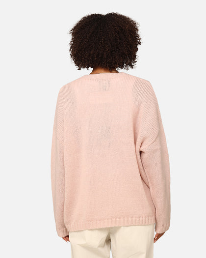 Stüssy Women's Smooth Stock Oversized Knitted Sweater Washed Pink