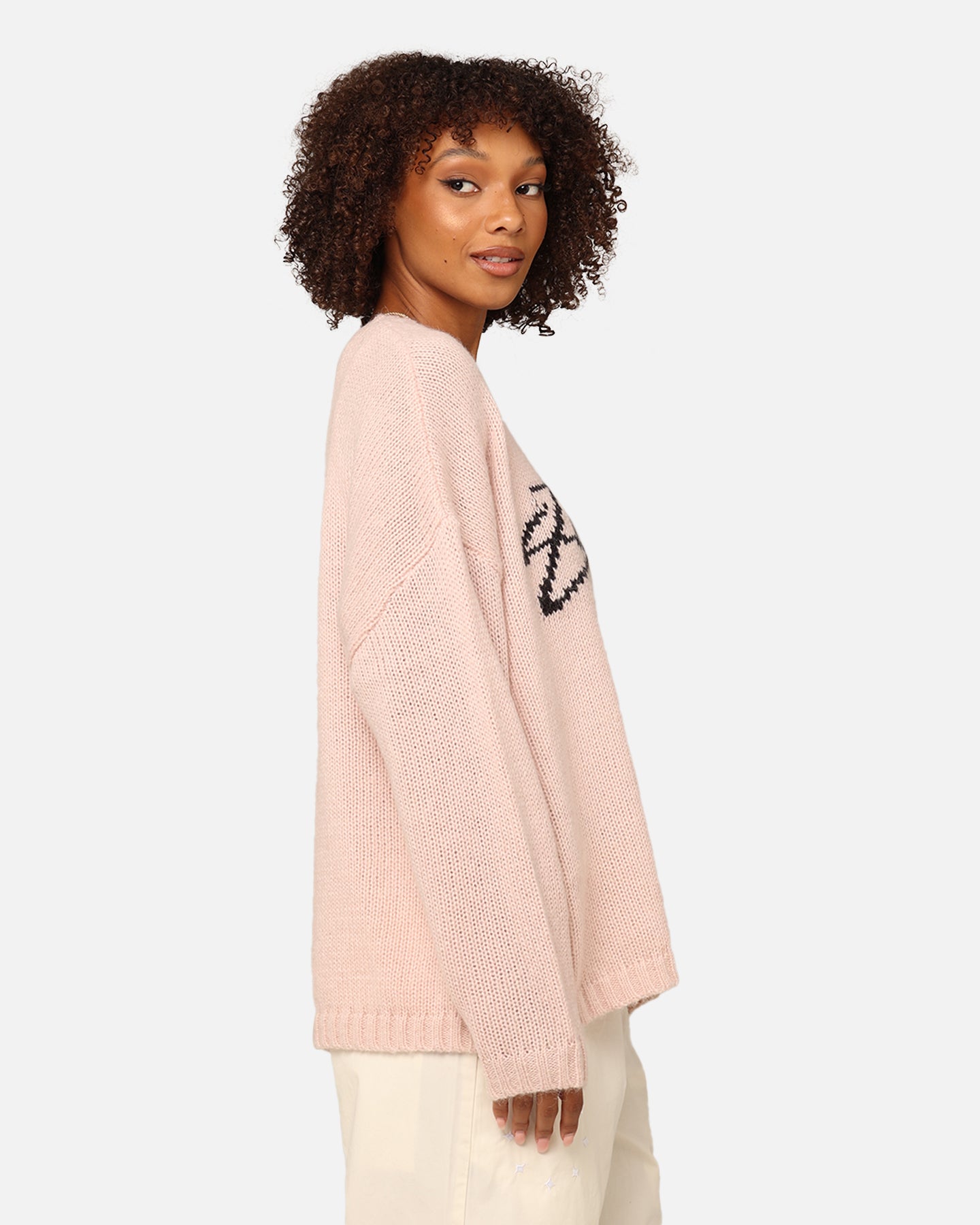 Stüssy Women's Smooth Stock Oversized Knitted Sweater Washed Pink
