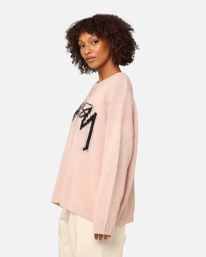 Stüssy Women's Smooth Stock Oversized Knitted Sweater Washed Pink