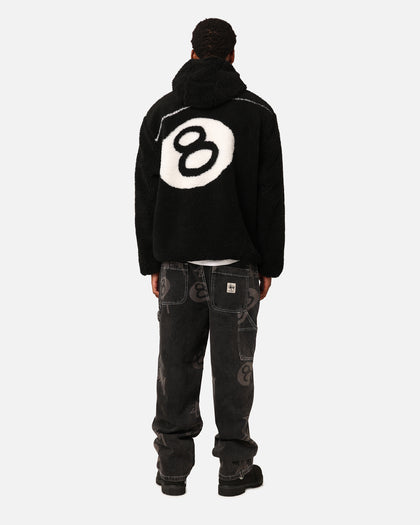 Stüssy 8 Ball Sherpa Reversible Hoodie Black