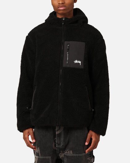 Stüssy Ball Sherpa Reversible Hoodie Black Culture Kings NZ