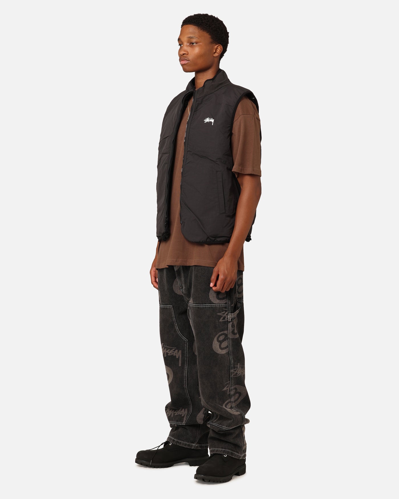 Stüssy 8 Ball Sherpa Reversible Vest Black | Culture Kings NZ