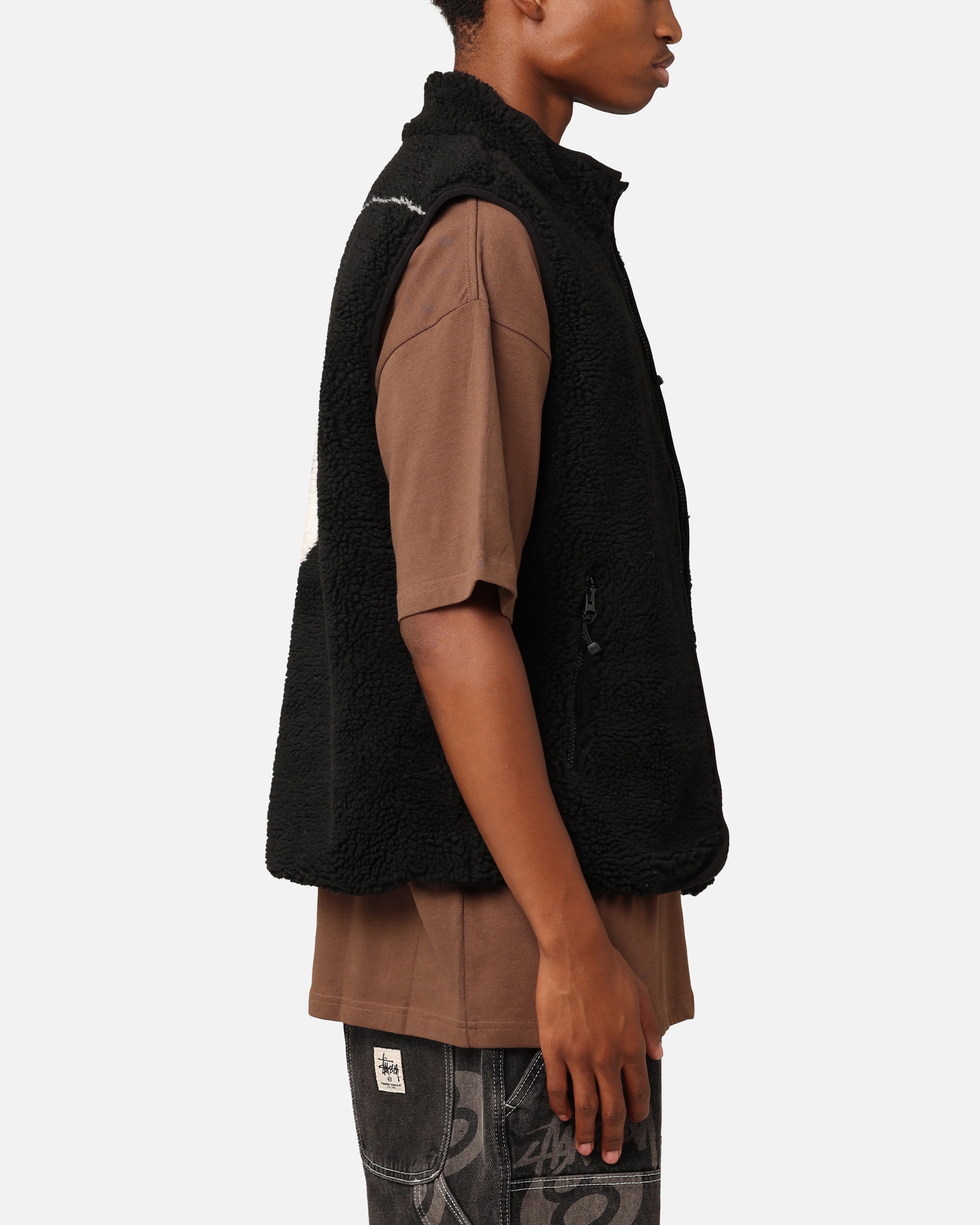 トップス Stussy Sherpa Reversible Vest - black Stussy Sherpa Reversible Vest, black - Tiki Room Skateboards
