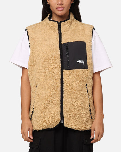 Stüssy 8 Ball Sherpa Reversible Vest Tan