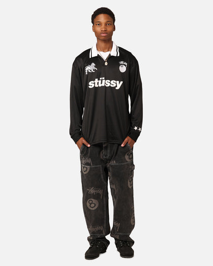 Stüssy Football Polo Long Sleeve T-Shirt Black