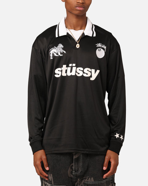 Stüssy Football Polo Long Sleeve T-Shirt Black | Culture Kings NZ