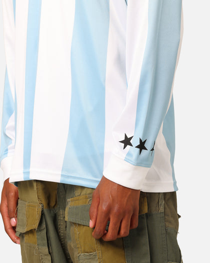 Stüssy Football Polo Long Sleeve T-Shirt Blue/White