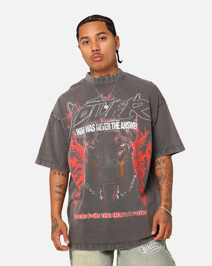 Loiter Dog Tag Oversized T-Shirt Charcoal Grey