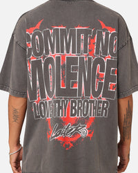 Loiter Dog Tag Oversized T-Shirt Charcoal Grey
