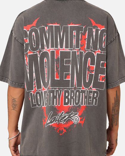 Loiter Dog Tag Oversized T-Shirt Charcoal Grey