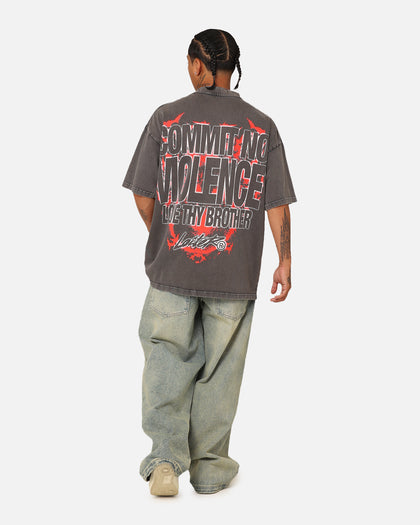 Loiter Dog Tag Oversized T-Shirt Charcoal Grey