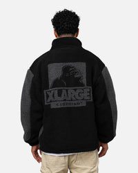 X-Large Panelled Boa Fleece Jacket Black