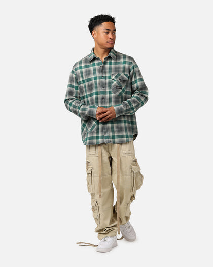 Raised By Wolves Plaid Flannel Shirt Eucalyptus