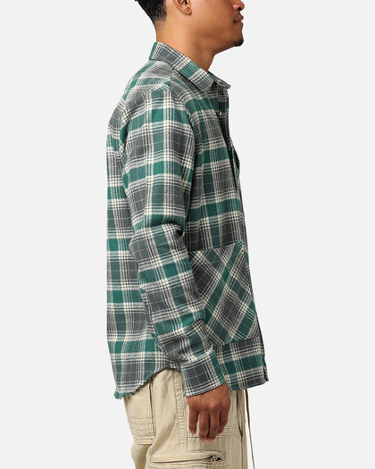 Raised By Wolves Plaid Flannel Shirt Eucalyptus