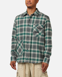 Raised By Wolves Plaid Flannel Shirt Eucalyptus