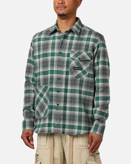 Raised By Wolves Plaid Flannel Shirt Eucalyptus