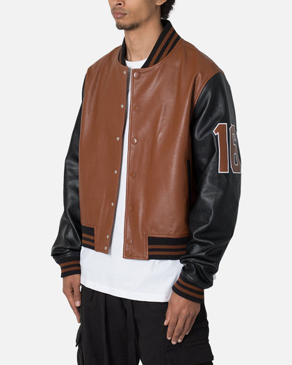 MNML PU Varsity Jacket Brown/Black
