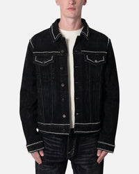 MNML Studded Suede Denim Jacket Black