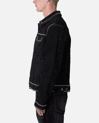 MNML Studded Suede Denim Jacket Black
