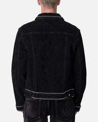 MNML Studded Suede Denim Jacket Black