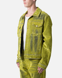 MNML Studded Suede Denim Jacket Green