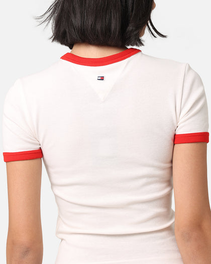 Tommy Jeans Women's TJW Archive Games Ringer T-Shirt Ancient White