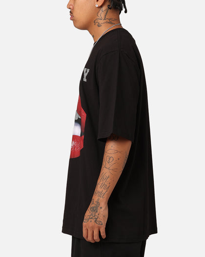 Playboy Diamanté Lips T-Shirt Black