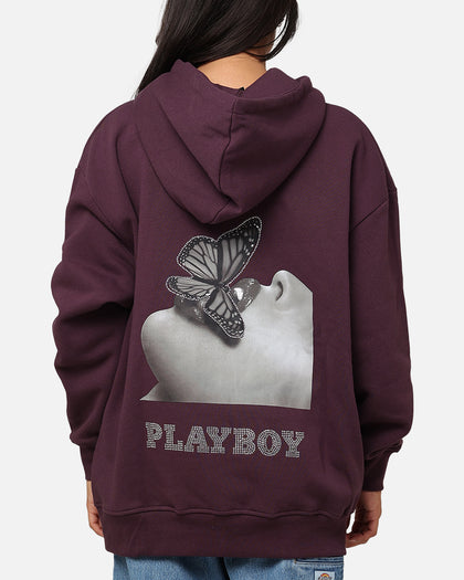 Playboy Diamanté Hoodie Plum