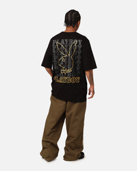Playboy Linear Classic Bunny Stack T-Shirt Black