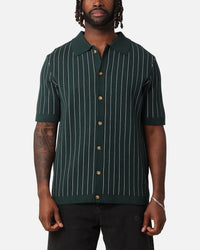 XXIII Nicholas Knit Button Up Shirt Green/White