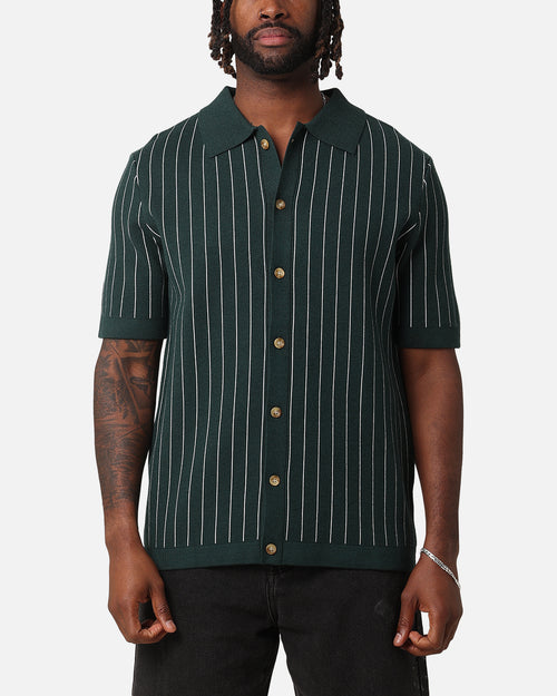 XXIII Nicholas Knit Button Up Shirt Green/White
