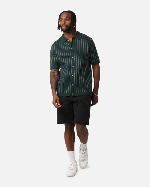 XXIII Nicholas Knit Button Up Shirt Green/White
