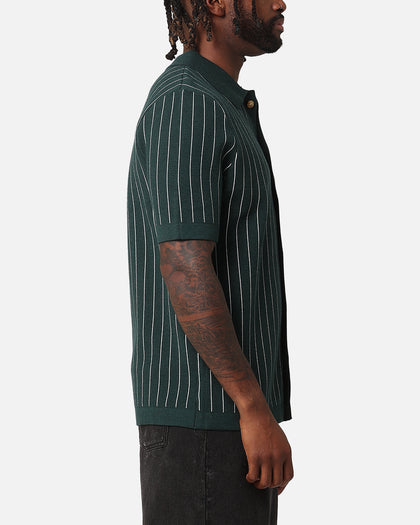 XXIII Nicholas Knit Button Up Shirt Green/White