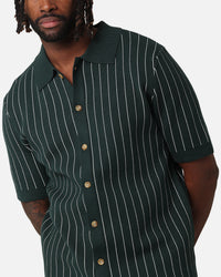XXIII Nicholas Knit Button Up Shirt Green/White