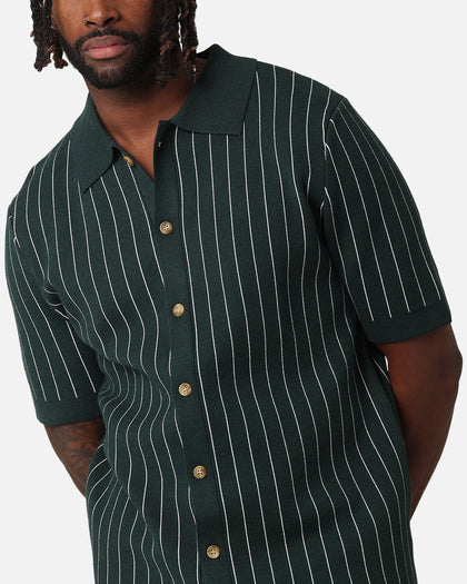 XXIII Nicholas Knit Button Up Shirt Green/White