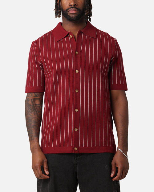 XXIII Nicholas Knit Button Up Shirt Deep Red