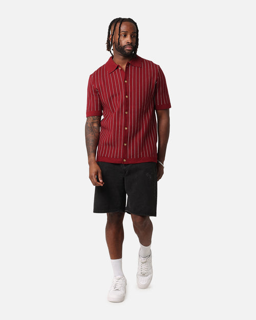 XXIII Nicholas Knit Button Up Shirt Deep Red