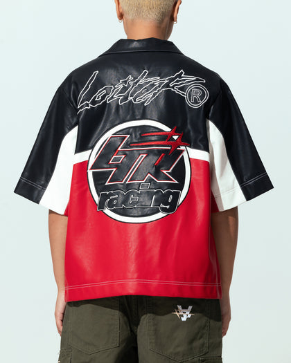 Loiter Racer Button Up Shirt Black/Red